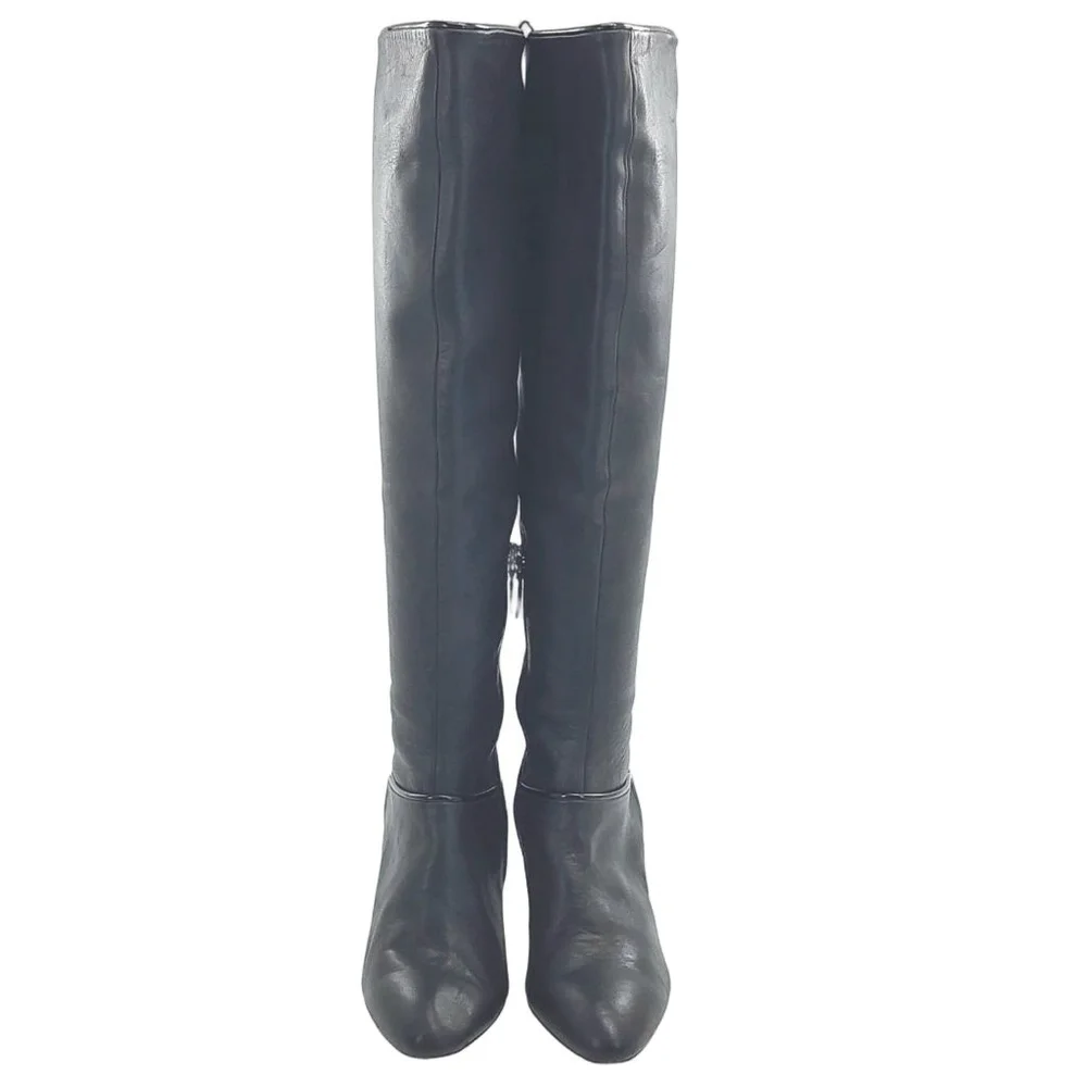 10 CROSBY DEREK LAM Black Leather Over the Knee Boots 9.5